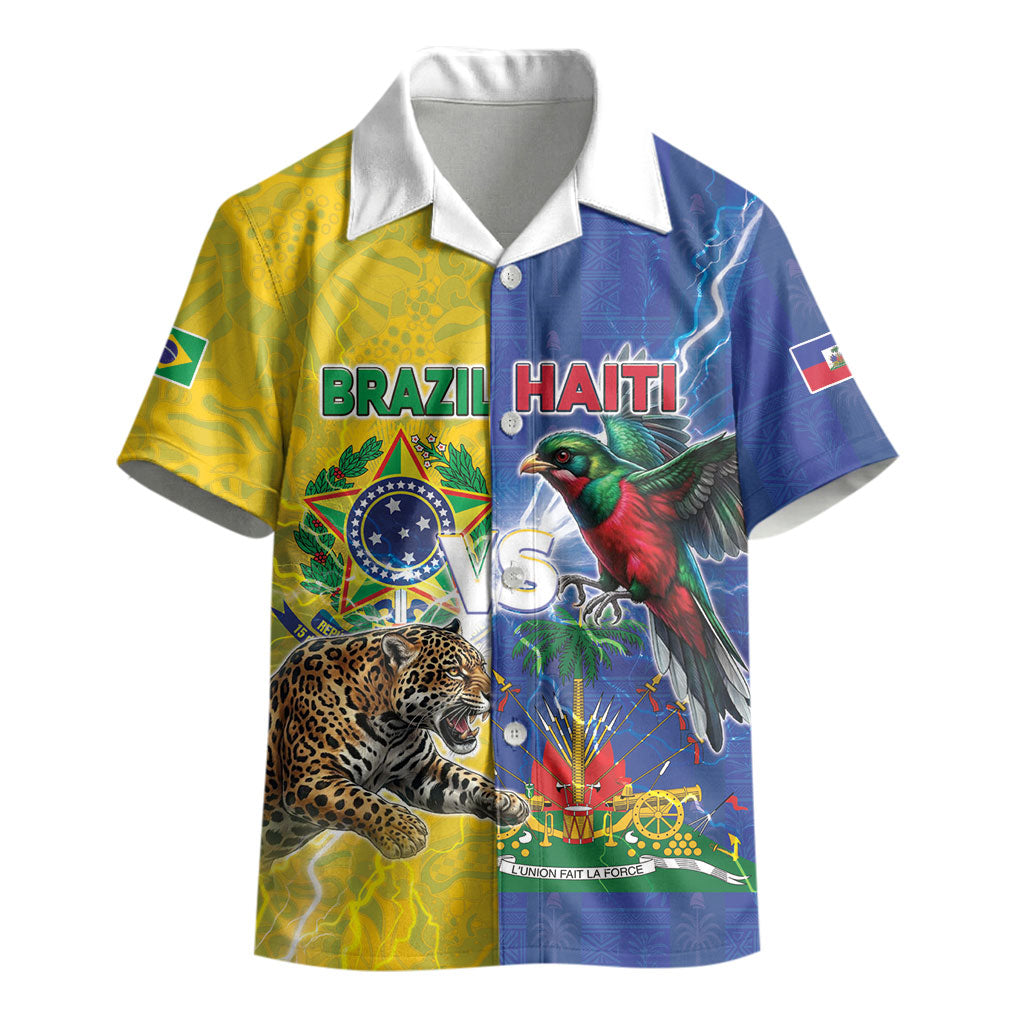 Custom Brazil And Haiti Football Kid Hawaiian Shirt Jaguar With Kanson Wouj Special Style