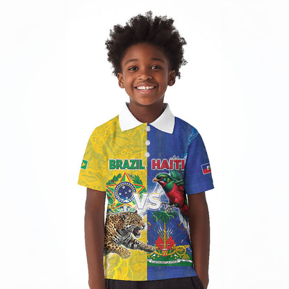 Custom Brazil And Haiti Football Kid Polo Shirt Jaguar With Kanson Wouj Special Style