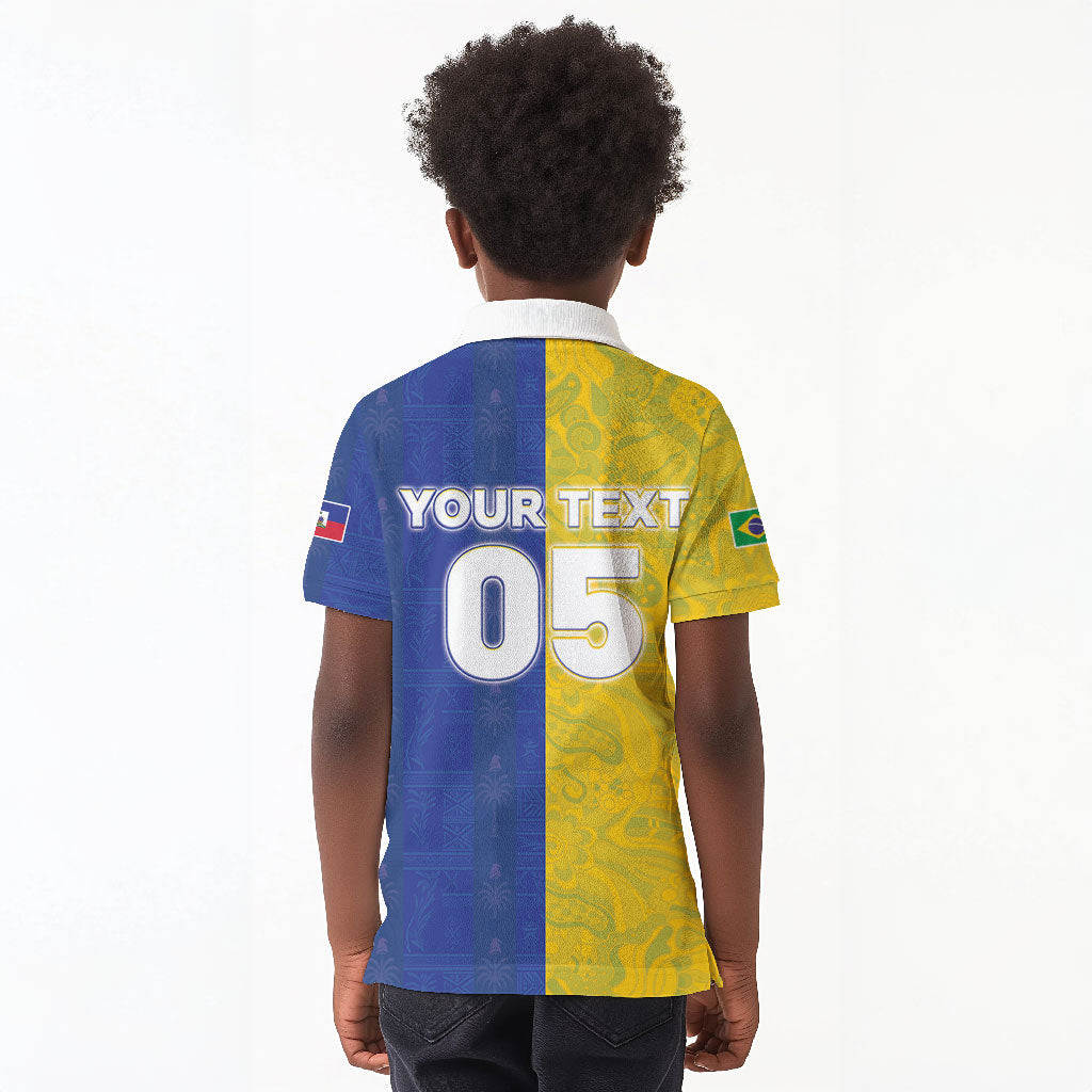 Custom Brazil And Haiti Football Kid Polo Shirt Jaguar With Kanson Wouj Special Style