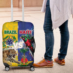 Brazil And Haiti Football Luggage Cover Jaguar With Kanson Wouj Special Style