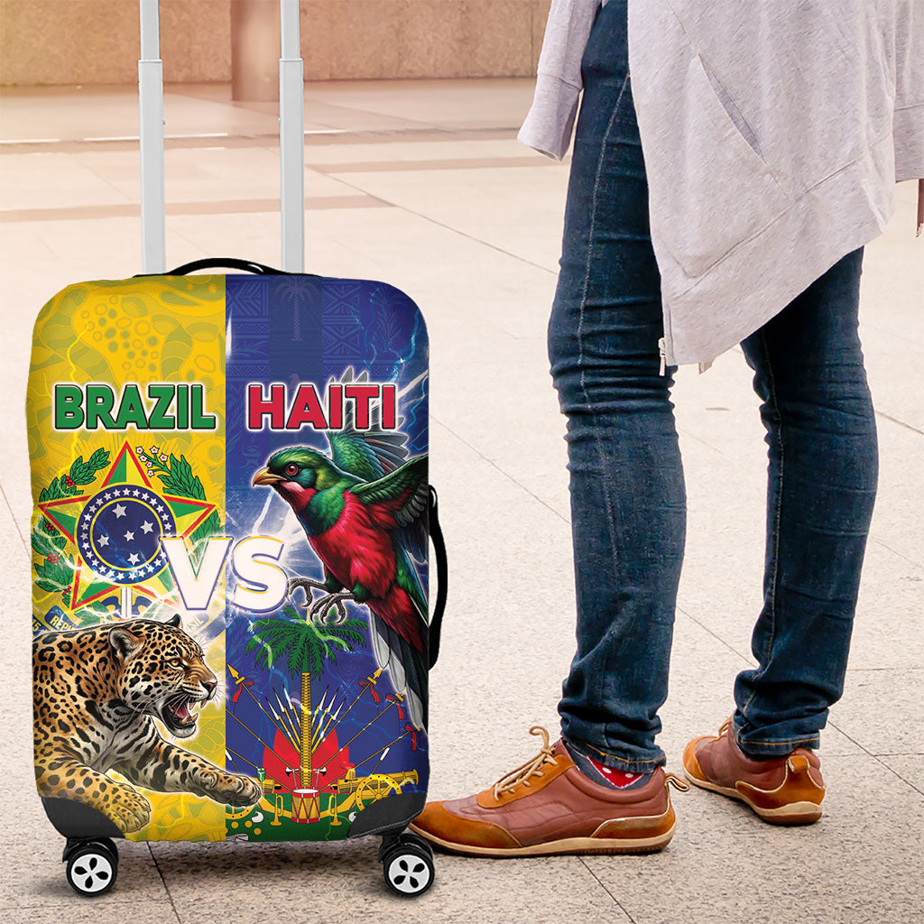 Brazil And Haiti Football Luggage Cover Jaguar With Kanson Wouj Special Style