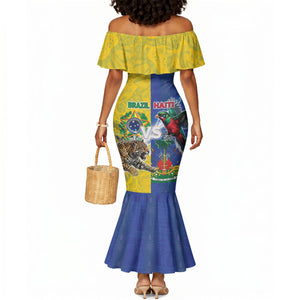 Custom Brazil And Haiti Football Mermaid Dress Jaguar With Kanson Wouj Special Style