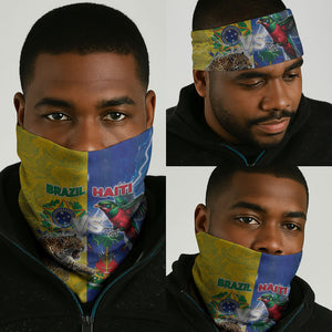 Brazil And Haiti Football Neck Gaiter Jaguar With Kanson Wouj Special Style