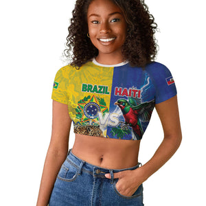 Custom Brazil And Haiti Football Raglan Cropped T shirt Jaguar With Kanson Wouj Special Style