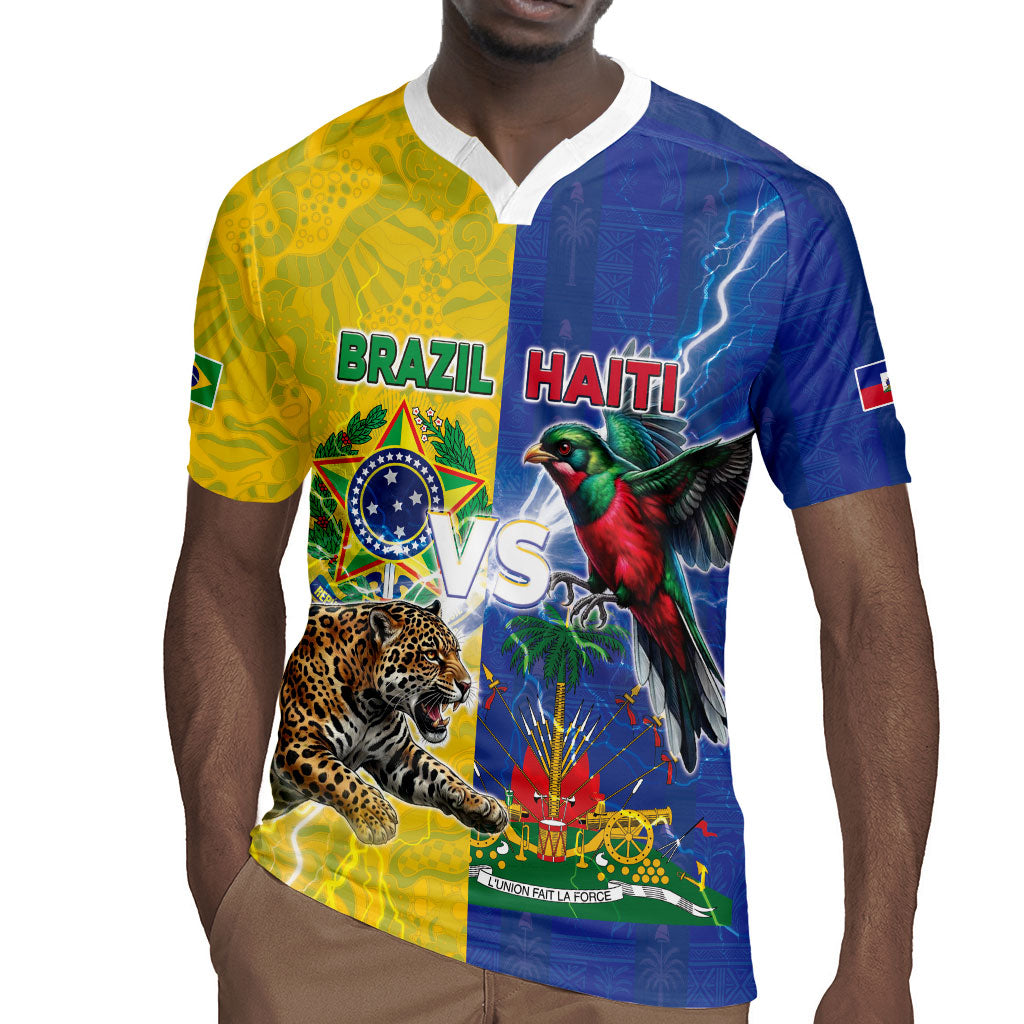 Custom Brazil And Haiti Football Rugby Jersey Jaguar With Kanson Wouj Special Style
