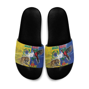 Brazil And Haiti Football Slide Sandals Jaguar With Kanson Wouj Special Style