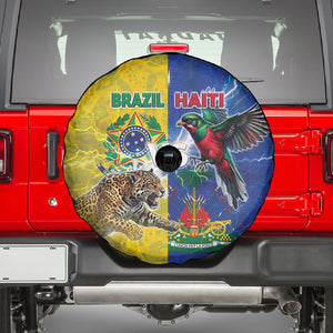Brazil And Haiti Football Spare Tire Cover Jaguar With Kanson Wouj Special Style