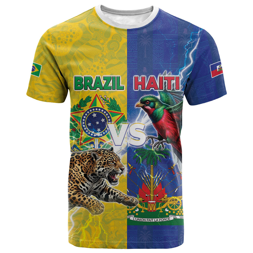 Custom Brazil And Haiti Football T shirt Jaguar With Kanson Wouj Special Style