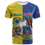 Custom Brazil And Haiti Football T shirt Jaguar With Kanson Wouj Special Style