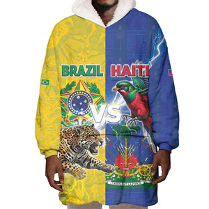 Custom Brazil And Haiti Football Wearable Blanket Hoodie Jaguar With Kanson Wouj Special Style