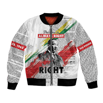 Martin Luther King Bomber Jacket Honoring The Legacy White Version