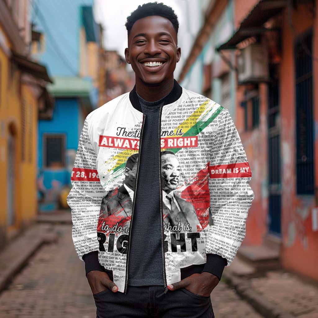 Martin Luther King Bomber Jacket Honoring The Legacy White Version