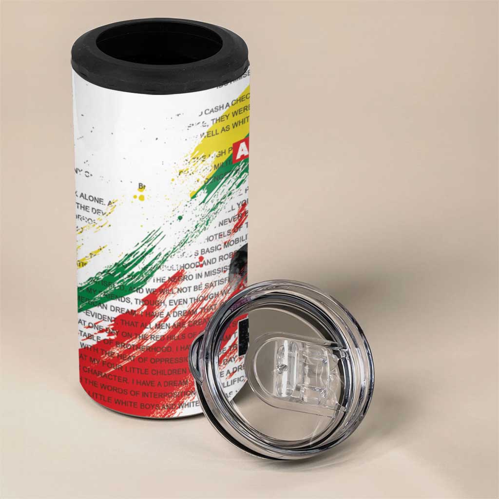 Martin Luther King 4 in 1 Can Cooler Tumbler Honoring The Legacy White Version