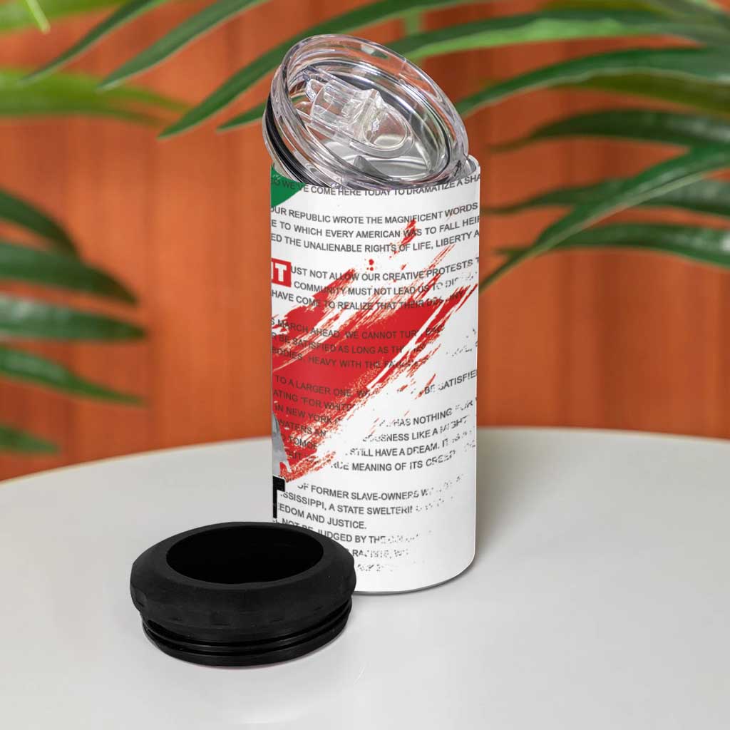 Martin Luther King 4 in 1 Can Cooler Tumbler Honoring The Legacy White Version