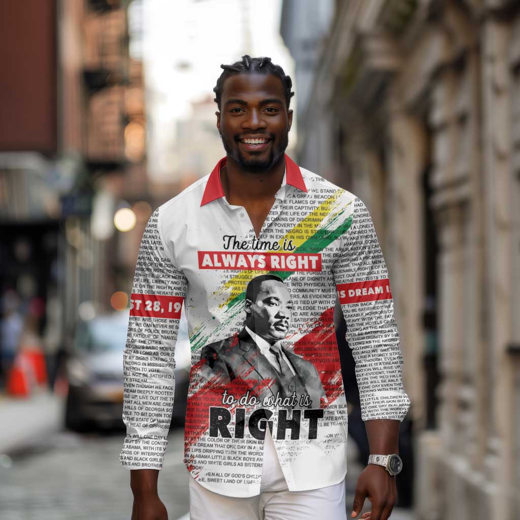 Martin Luther King Long Sleeve Button Shirt Honoring The Legacy White Version