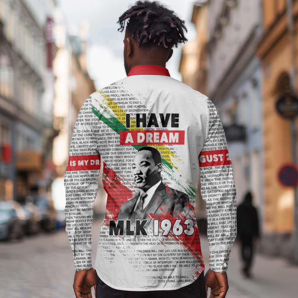 Martin Luther King Long Sleeve Button Shirt Honoring The Legacy White Version