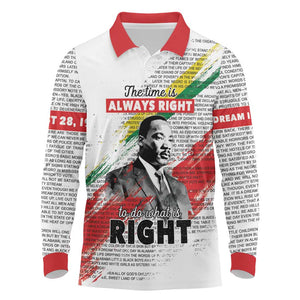 Martin Luther King Long Sleeve Polo Shirt Honoring The Legacy White Version