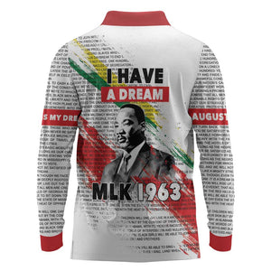 Martin Luther King Long Sleeve Polo Shirt Honoring The Legacy White Version