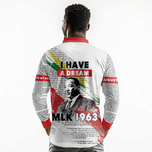 Martin Luther King Long Sleeve Polo Shirt Honoring The Legacy White Version