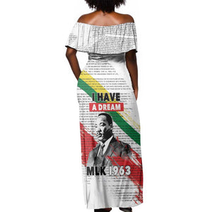 Martin Luther King Off Shoulder Maxi Dress Honoring The Legacy White Version