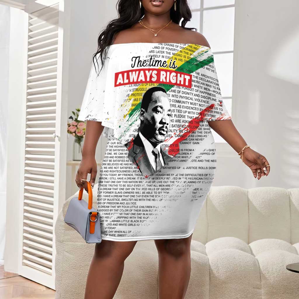 Martin Luther King Off Shoulder Short Dress Honoring The Legacy White Version