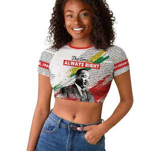 Martin Luther King Raglan Cropped T shirt Honoring The Legacy White Version