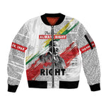 Martin Luther King Sleeve Zip Bomber Jacket Honoring The Legacy White Version