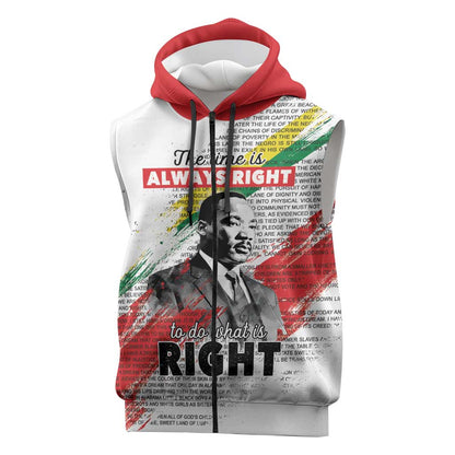 Martin Luther King Sleeveless Zip Hoodie Honoring The Legacy White Version - African Pride