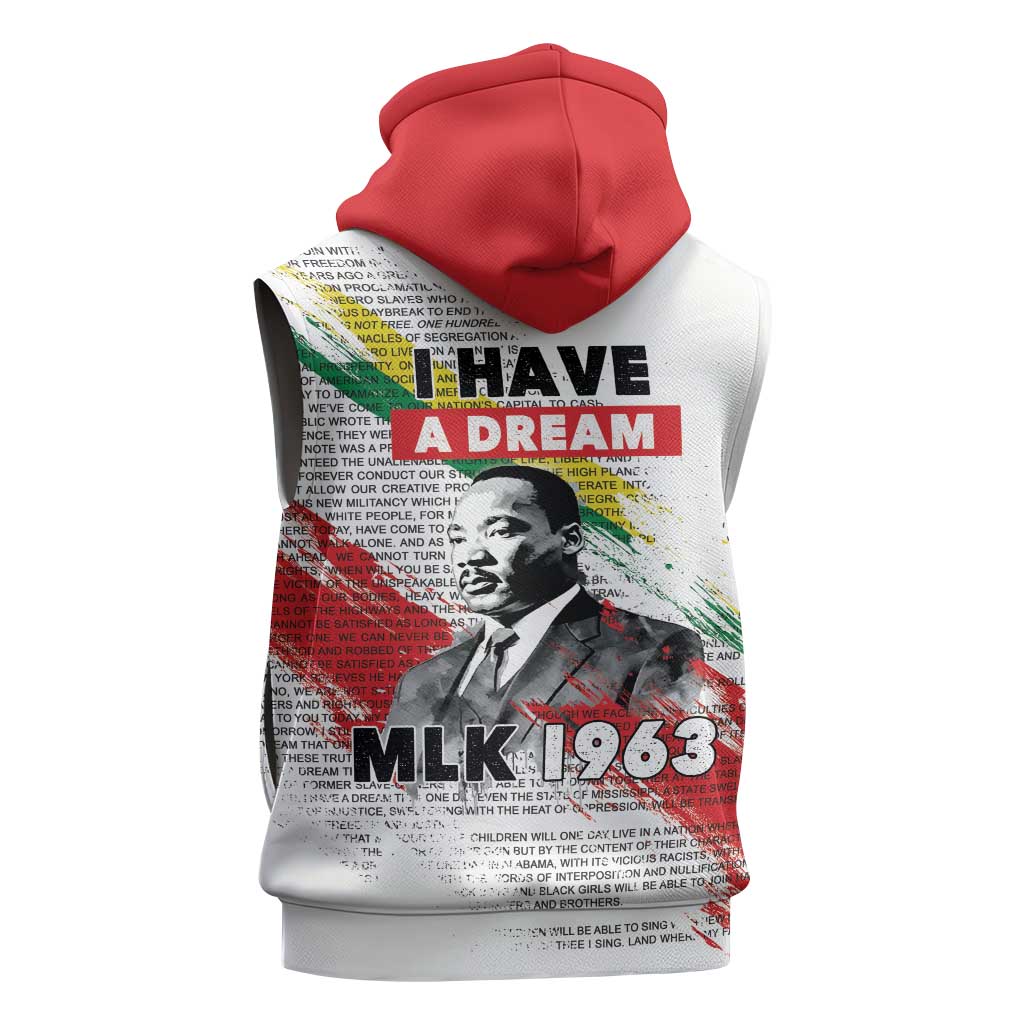 Martin Luther King Sleeveless Zip Hoodie Honoring The Legacy White Version - African Pride
