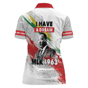 Martin Luther King Women Polo Shirt Honoring The Legacy White Version