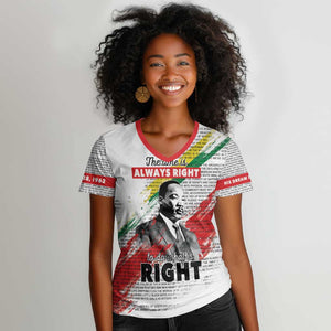 Martin Luther King Women V-Neck T-Shirt Honoring The Legacy White Version