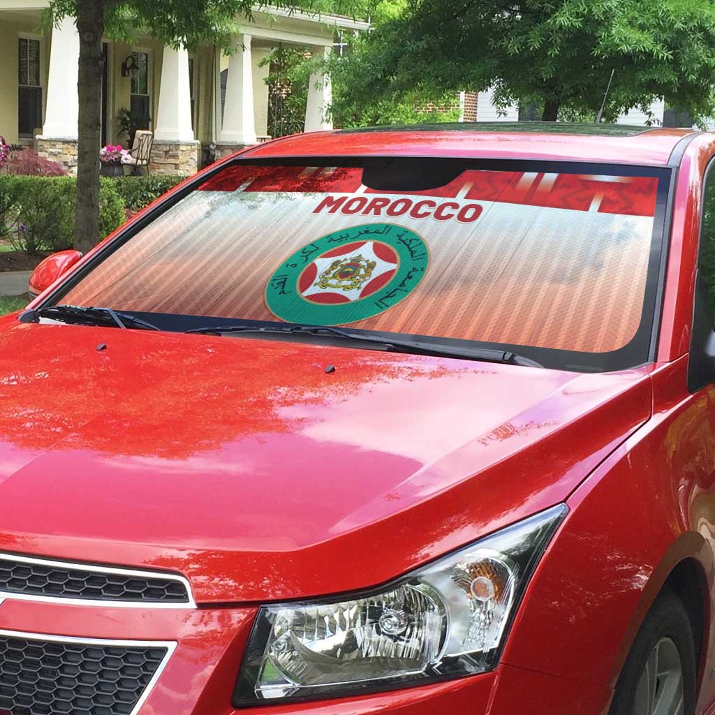 Morocco Football Auto Sun Shade 1994 Retro Red Version - African Pride