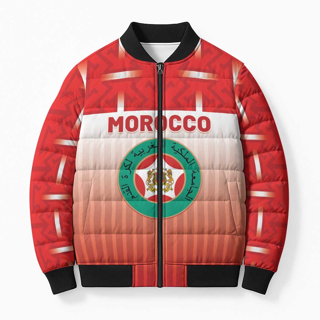 Custom Morocco Football Bomber Puffer Jacket 1994 Retro Red Version - African Pride