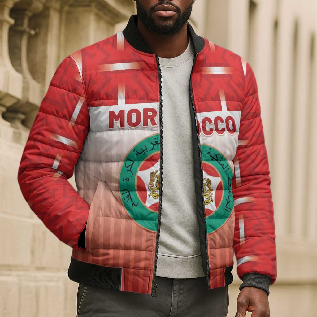 Custom Morocco Football Bomber Puffer Jacket 1994 Retro Red Version - African Pride