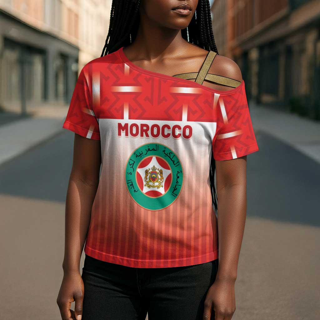 Custom Morocco Football Cross Shoulder Shirt 1994 Retro Red Version - African Pride