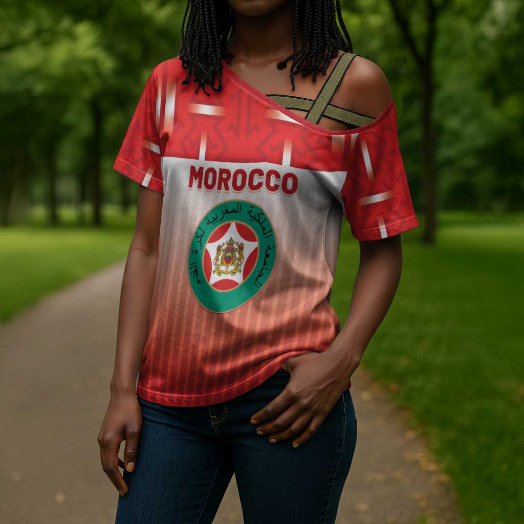 Custom Morocco Football Cross Shoulder Shirt 1994 Retro Red Version - African Pride