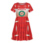 Custom Morocco Football Kid Short Sleeve Dress 1994 Retro Red Version LT05
