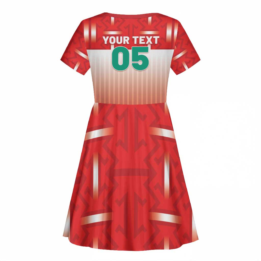 Custom Morocco Football Kid Short Sleeve Dress 1994 Retro Red Version LT05