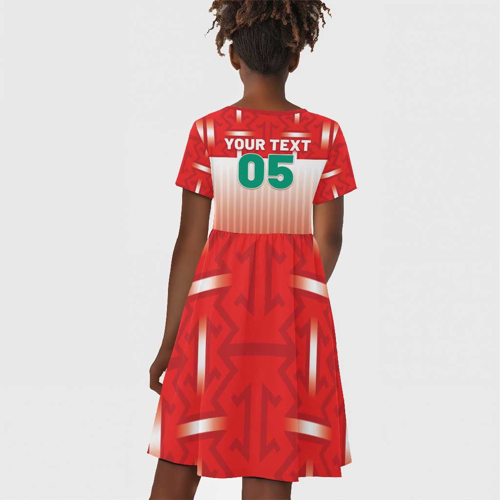 Custom Morocco Football Kid Short Sleeve Dress 1994 Retro Red Version LT05