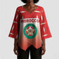 Custom Morocco Football Kimono Sleeve Blouse 1994 Retro Red Version - African Pride