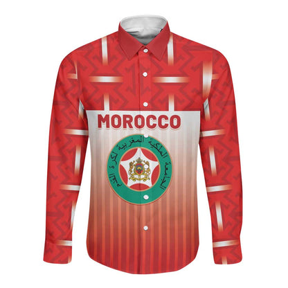 Custom Morocco Football Long Sleeve Button Shirt 1994 Retro Red Version - African Pride
