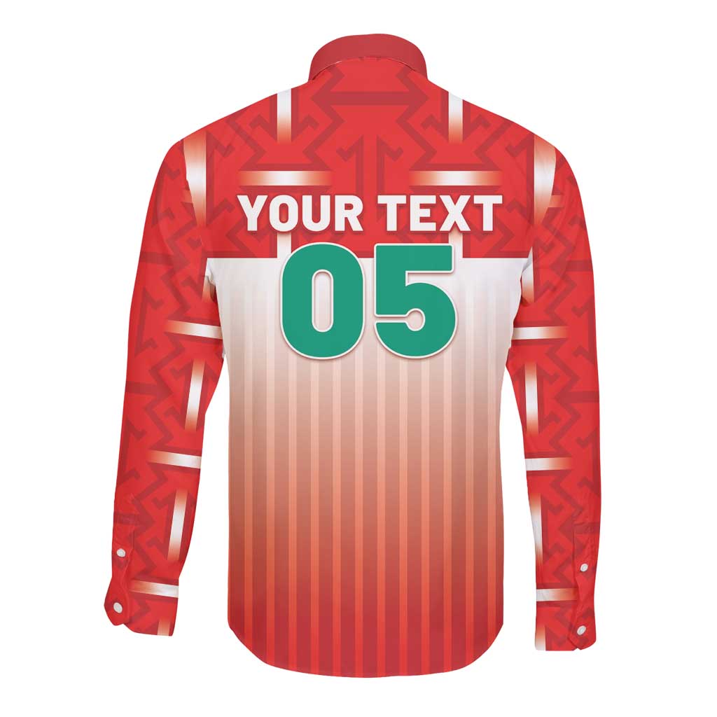Custom Morocco Football Long Sleeve Button Shirt 1994 Retro Red Version - African Pride