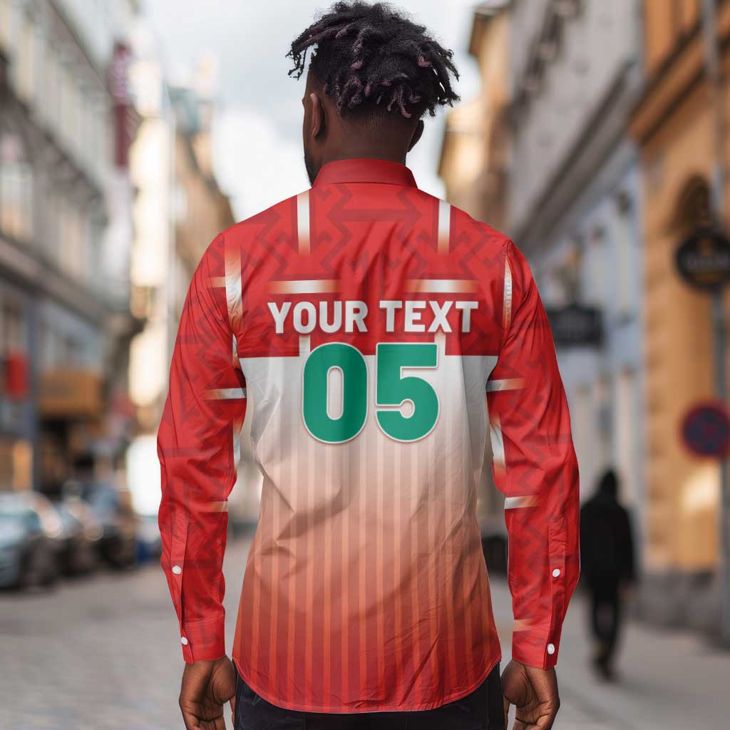 Custom Morocco Football Long Sleeve Button Shirt 1994 Retro Red Version - African Pride