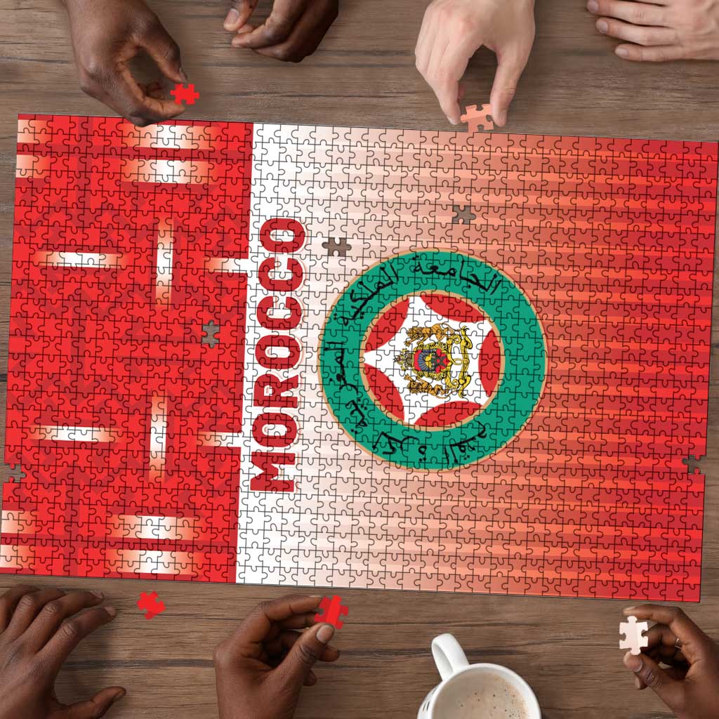 Morocco Football Puzzle 1994 Retro Red Version - African Pride
