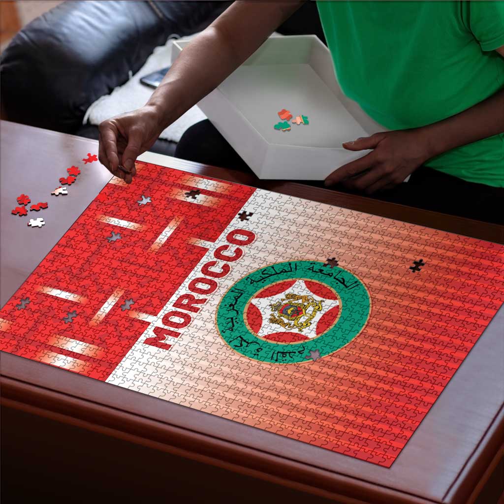 Morocco Football Puzzle 1994 Retro Red Version - African Pride