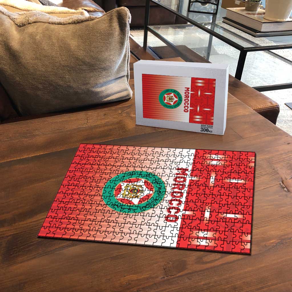 Morocco Football Puzzle 1994 Retro Red Version - African Pride