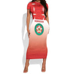 Custom Morocco Football Short Sleeve Bodycon Dress 1994 Retro Red Version LT05