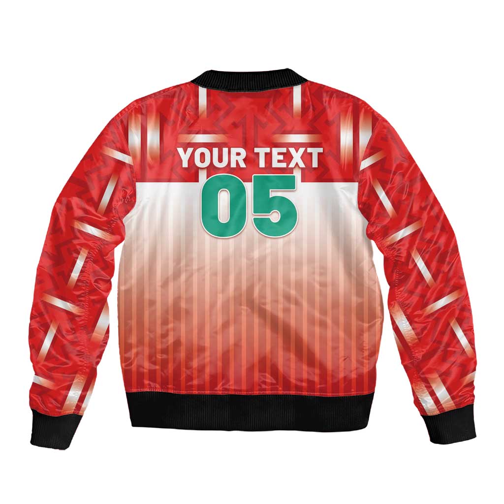 Custom Morocco Football Sleeve Zip Bomber Jacket 1994 Retro Red Version - African Pride
