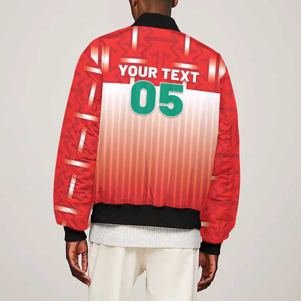 Custom Morocco Football Sleeve Zip Bomber Jacket 1994 Retro Red Version - African Pride