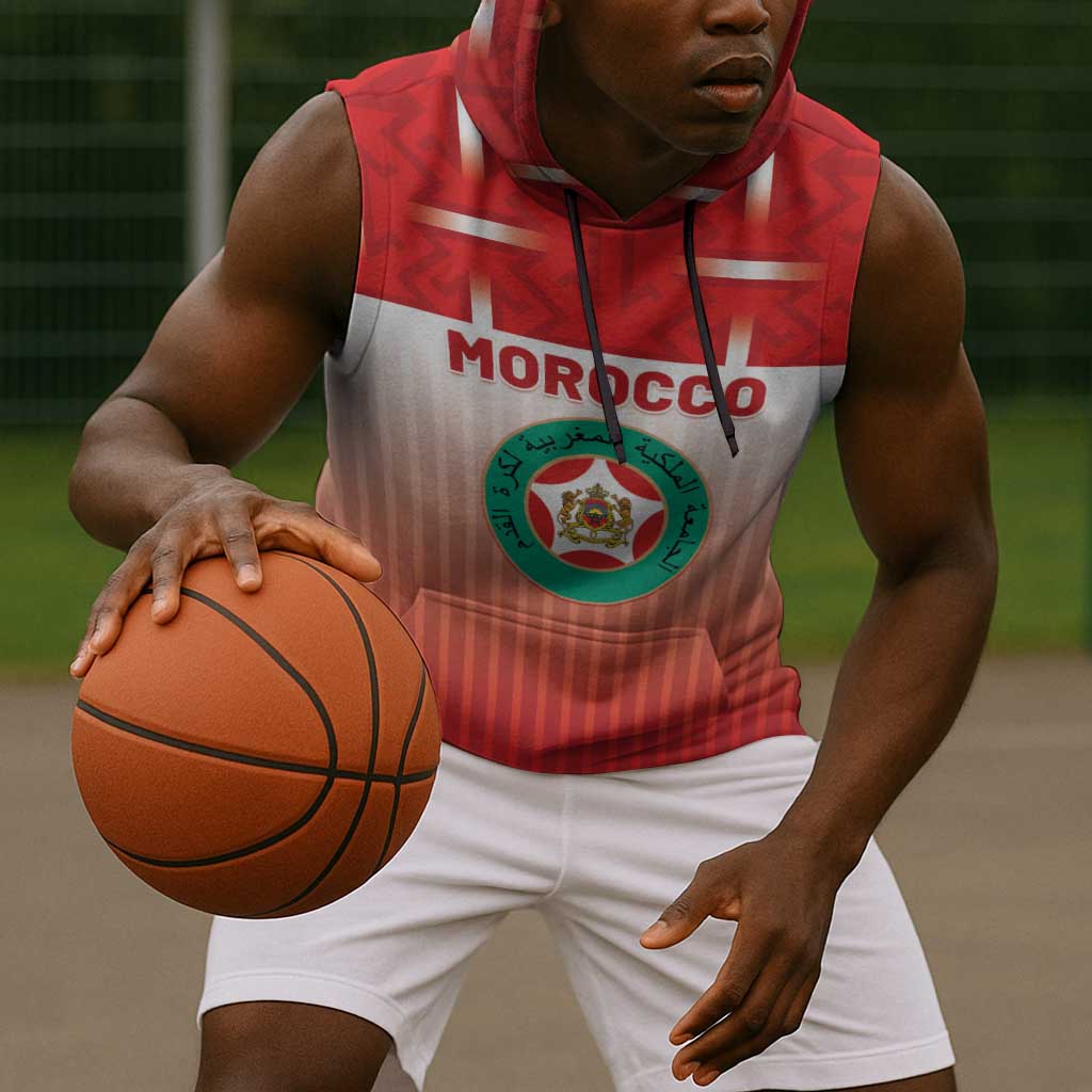 Custom Morocco Football Sleeveless Hoodie 1994 Retro Red Version - African Pride